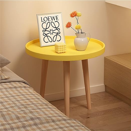 DDS Dream Decor Shoppee 3 Legs Side Table,Round Table Modern Minimalist End Table, Home Decor Living Room Bedroom Bed Side Coffee Table Home Decor (Yellow) - Image 2