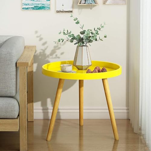 DDS Dream Decor Shoppee 3 Legs Side Table,Round Table Modern Minimalist End Table, Home Decor Living Room Bedroom Bed Side Coffee Table Home Decor (Yellow) - Image 3