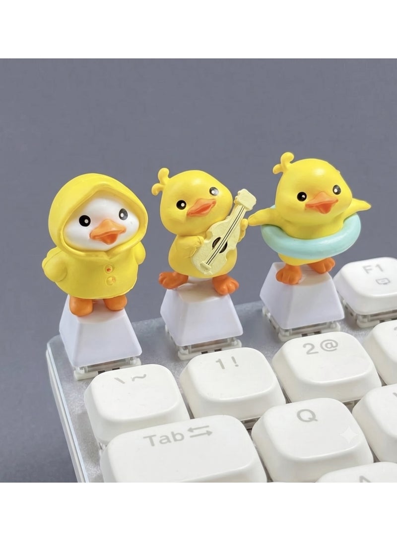 Set of 3 Cute Mini Yellow Duck Decorative Figurines for Desk & Home Decor - Image 1