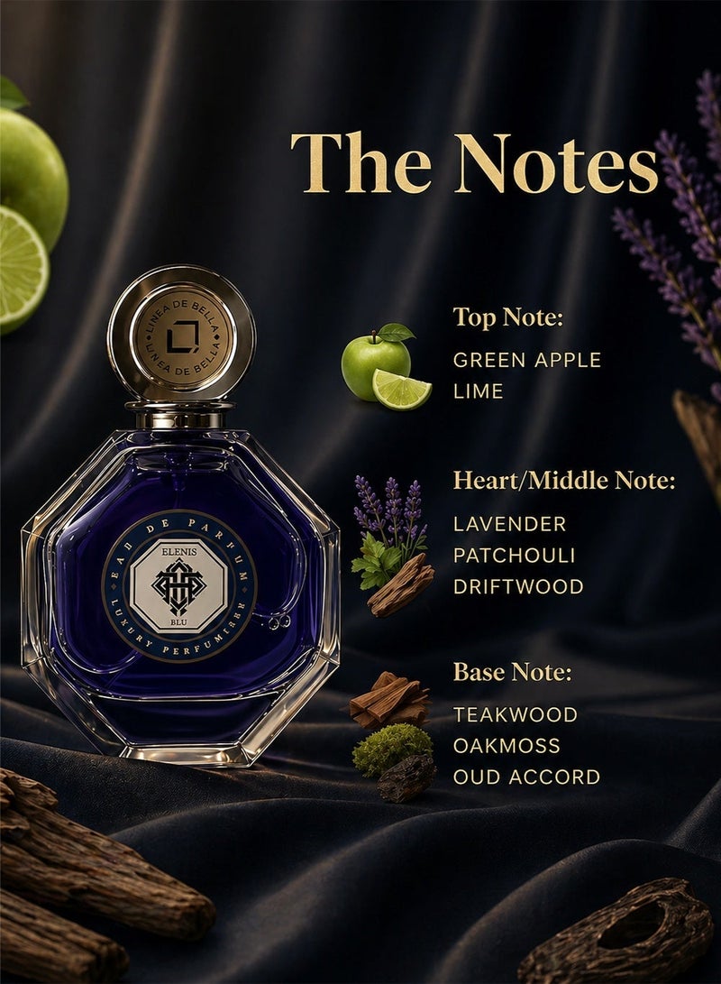 لينيا دي بيلا عطر رجالي أزرق منعش وعطري 100 مل – إلينيس بلو أو دو بارفان فاخر بثبات طويل ورائحة أنيقة للاستخدام اليومي والسهرات الليلية - Image 2