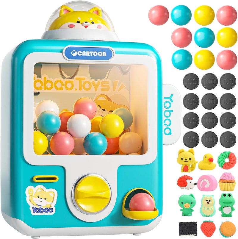 Vending Machine Kids Toys Mini Vending Machine 12 Erasers Operated Gumball Prize Machine Maker Game Claws Machine Game Sensory Toys Dolls Gifts（Blue） - Image 1