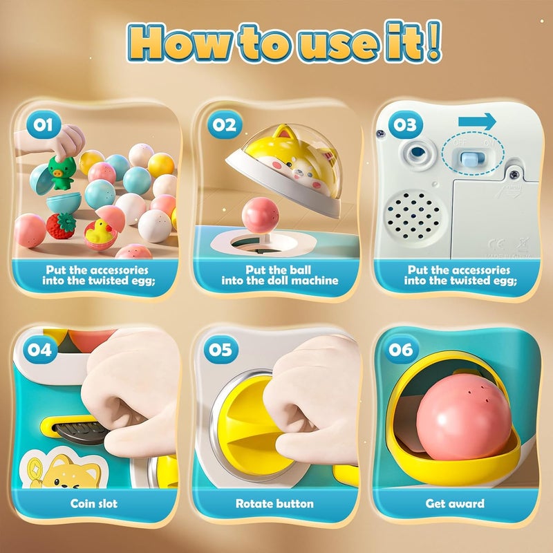 Vending Machine Kids Toys Mini Vending Machine 12 Erasers Operated Gumball Prize Machine Maker Game Claws Machine Game Sensory Toys Dolls Gifts（Blue） - Image 4