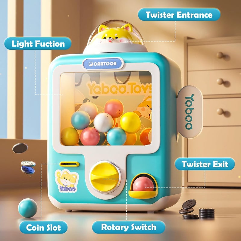 Vending Machine Kids Toys Mini Vending Machine 12 Erasers Operated Gumball Prize Machine Maker Game Claws Machine Game Sensory Toys Dolls Gifts（Blue） - Image 5