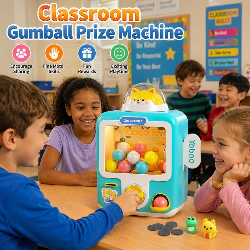Vending Machine Kids Toys Mini Vending Machine 12 Erasers Operated Gumball Prize Machine Maker Game Claws Machine Game Sensory Toys Dolls Gifts（Blue） - Image 3