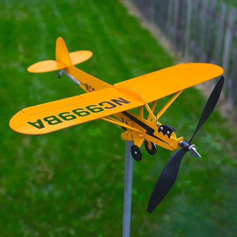 comfrt Garden Windmill, Wind Gyro Airplane Weathervane Aircraft Metal Windmill Wind Energy for Courtyard Decoration Outdoor Iron Material Garden Sculpture for Patio, Lawn & Garden Decoration (20cm) - Image 1