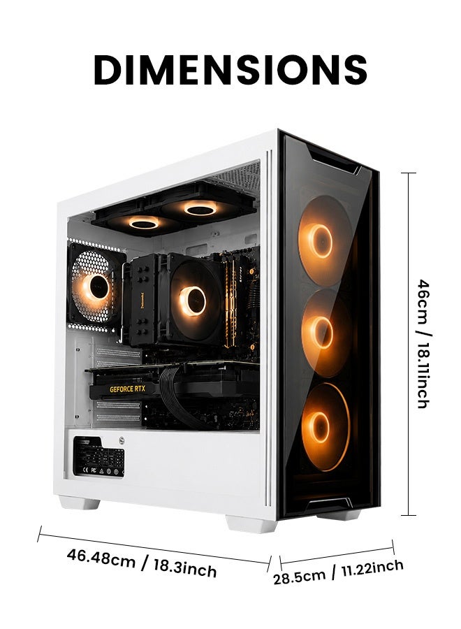 GASIN Vega Pro Max Gaming PC, Intel Core i5-12400F, NVIDIA GeForce RTX 5060 8GB, 32GB DDR4-3200 RAM, 1TB NVMe M.2 SSD, Wi-Fi & Bluetooth, 4 ARGB Fans, Windows 11 Pro, White white - Image 4