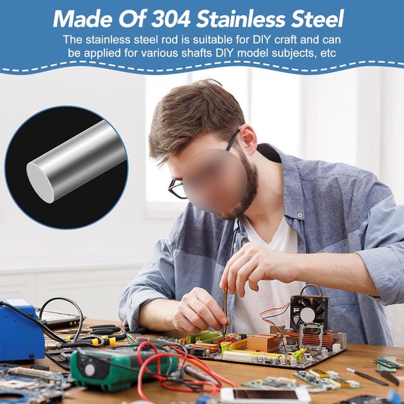 304 Stainless Steel Round Rod Solid Shaft Lathe Bar Stock Diameter 3mm 25 Pcs 20cm - Image 4