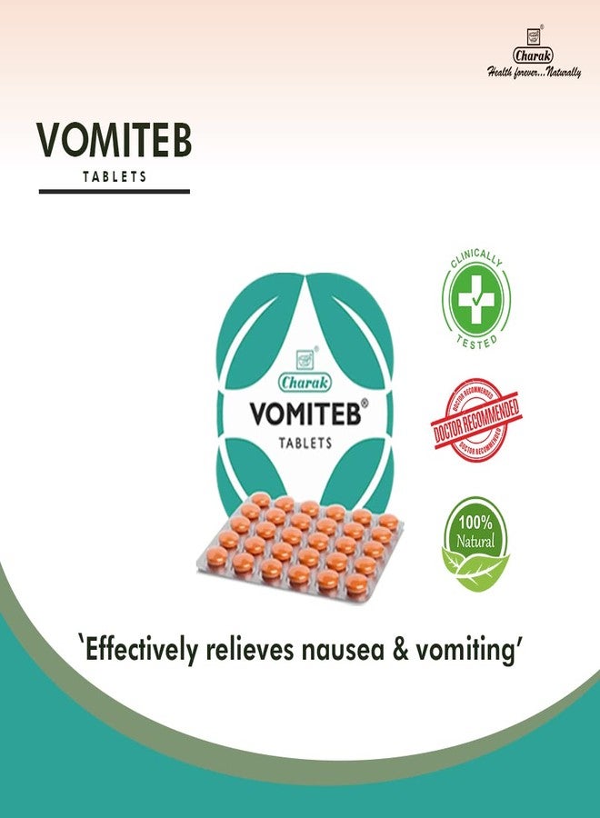 Charak Pharma Vomiteb Tablet for Nausea and Vomiting - 30 Tablets (Pack of 3) - Image 2