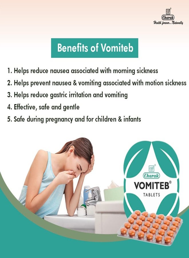 Charak Pharma Vomiteb Tablet for Nausea and Vomiting - 30 Tablets (Pack of 3) - Image 3
