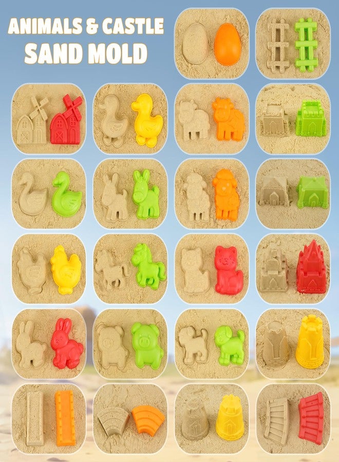 Dreamon Beach Toys for Kids - 29PCS Farm Sand Toys with 2 Collapsible Buckets, Animal Molds, Shovels & Rakes and Mesh Bag - Farm Travel Toys Sandcastle Building Kit for Toddlers 3-5 - Image 5