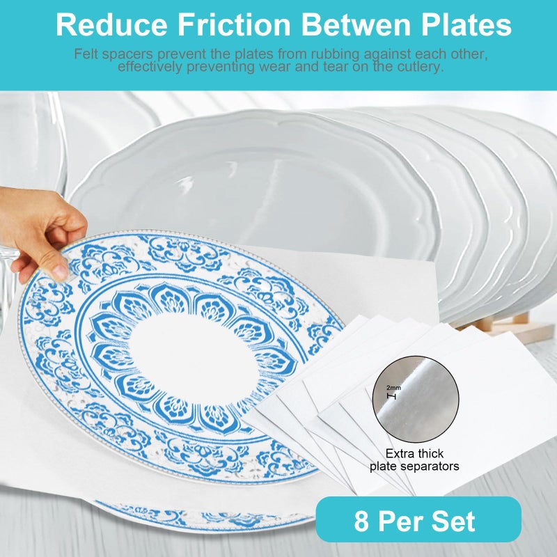 ouruer Quilted Platter Storage Case-Fine China Storage Containers Hard Shell for Organizing,Stackable Plate Storage Containers with 4 Felt Dividers,dinnerware Storage,Moving Box,Moving Supplies - Image 3