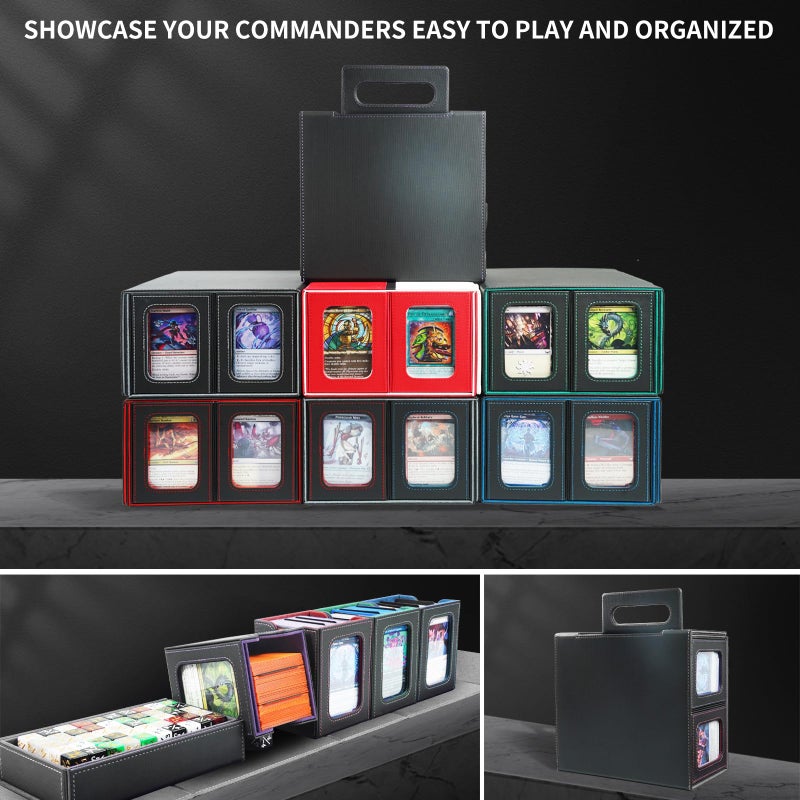 AFIING Commander Deck Box for MTG, Holds 400+ Double-Sleeved Cards, 4 Removable Deck Cases with Display Window, Dice Tray/Handle,Trading Card Storage Organizer/Dividers for TCG (Multicolore) - Image 5
