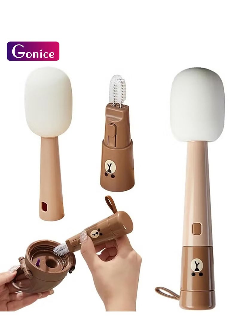 Gonice 3-in-1 Bottle Brush with Straw Brush, Long Handle Water Bottle Scrubbing Brush, Built for Cleaning Sport Bottles, Baby Bottles, Water Bottles, Coffee Mugs, Flask - Image 1
