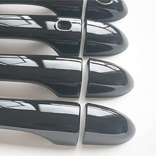 CYAuto New Set Glossy Black Sport Door Handle Cover Trim Fit for Jeep Cherokee Compass Dodge Dart Chrysler 200 Glossy Black with 2 Keyless Holes - Image 3