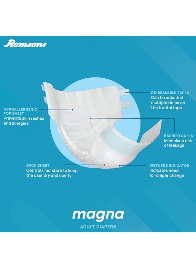 ديجنيتي حفاضات ديجنيتي ماجنا تاب ستايل للكبار - مقاس كبير (10 قطع) مع مؤشر للبلل وحماية من التسرب لمدة تصل إلى 8-10 ساعات. - Image 3