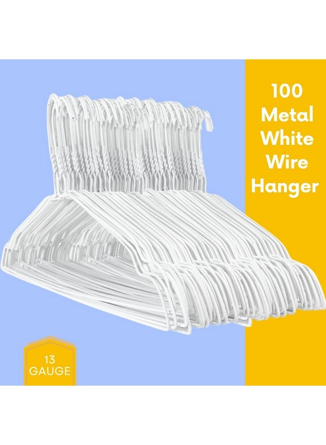 G Metal Wire Hanger 16 Inch - Bulk Hanger with Notches, Rustproof Perfect for Dry Cleaners, Laundry and Boutiques - 16" Long & 13 Gauge (2.2mm) Thick (White, Pack of 100) - Image 2