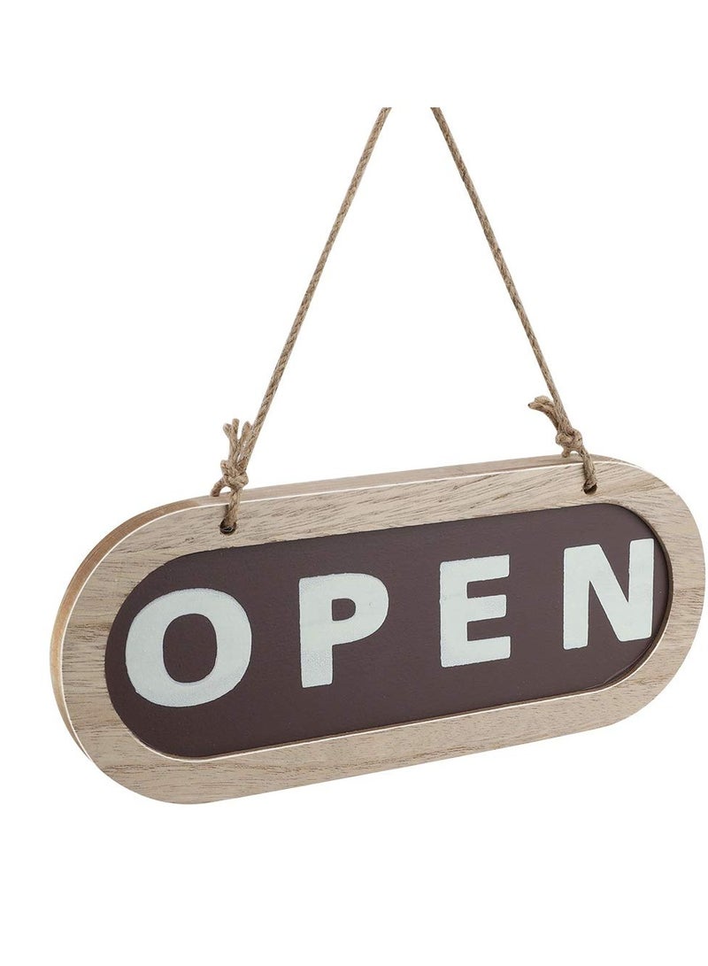 Wooden Open Closed Sign for Business, Perfect for Stores Restaurants and Offices, Double-Sided Design in Grey and Brown - Image 1