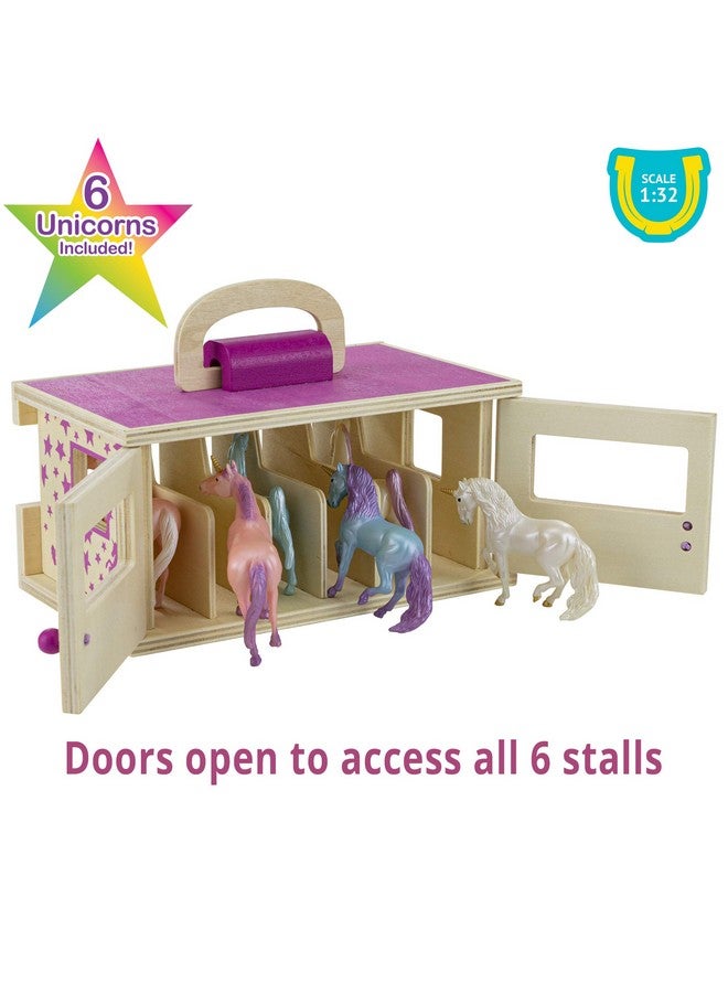 Breyer Breyer Unicorn Magic Wooden Carry Stable Playset w/ 6 Unicorns - Image 2