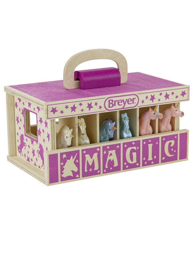 Breyer Breyer Unicorn Magic Wooden Carry Stable Playset w/ 6 Unicorns - Image 1