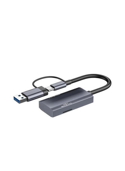UHS-II SD 4.0 Card Reader, 2 in 1 USB A & Type-C SD 4.0 Memory Card Reader, for Mini PC, Laptops, Tablets, Smartphones, for SD Micro SD SDXC SDHC MMC RS-MMC Micro SDXC UHS-II and UHS-I Cards(1 Pack)
