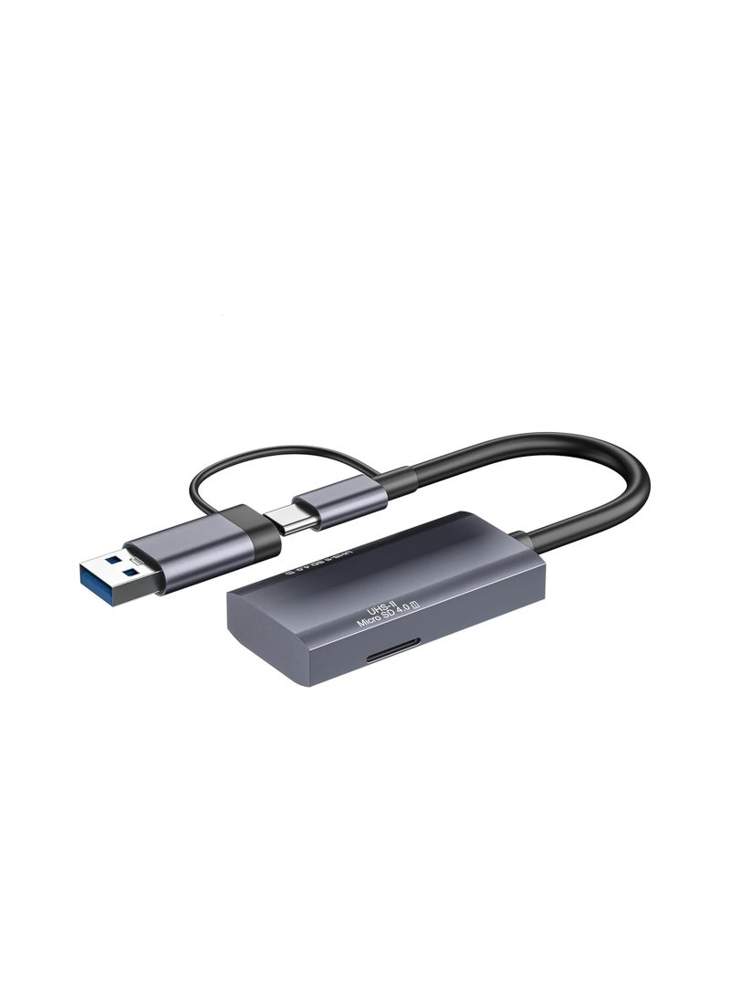 SYOSI - UHS-II SD 4.0 Card Reader, 2 in 1 USB A & Type-C SD 4.0 Memory Card Reader, for Mini PC, Laptops, Tablets, Smartphones, for SD Micro SD SDXC SDHC MMC RS-MMC Micro SDXC UHS-II and UHS-I Cards(1 Pack) - Image 1