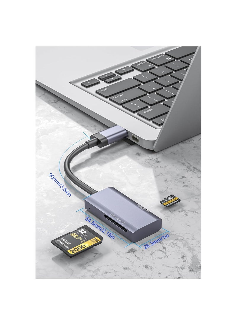 SYOSI - UHS-II SD 4.0 Card Reader, 2 in 1 USB A & Type-C SD 4.0 Memory Card Reader, for Mini PC, Laptops, Tablets, Smartphones, for SD Micro SD SDXC SDHC MMC RS-MMC Micro SDXC UHS-II and UHS-I Cards(1 Pack) - Image 1
