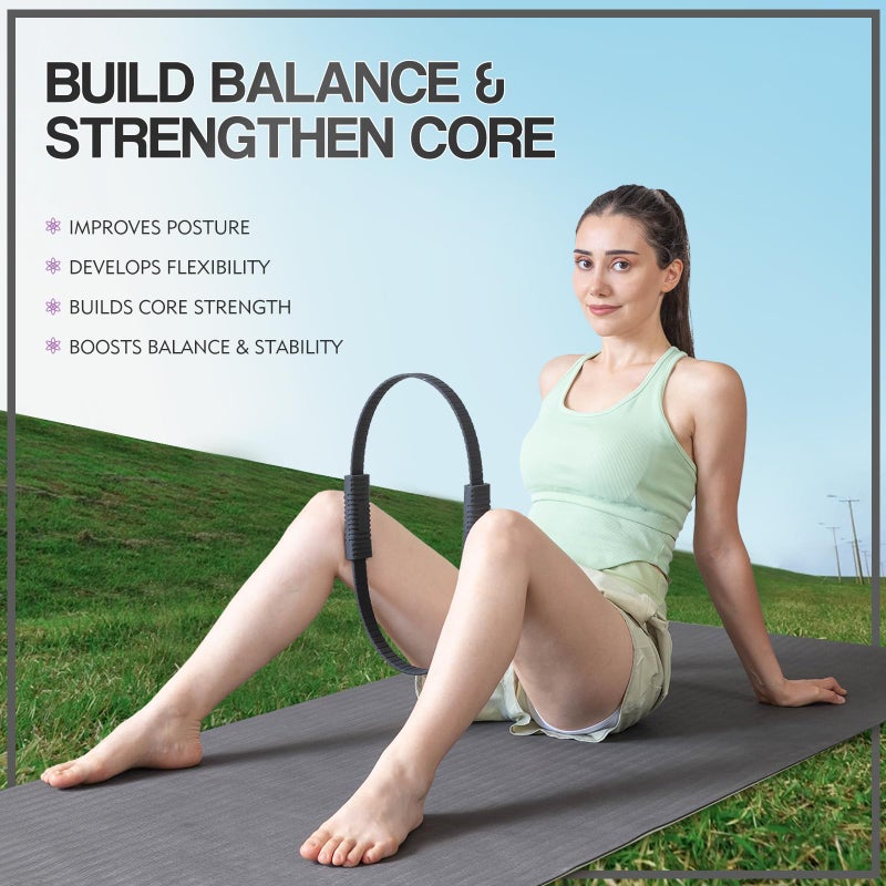 LTHTRADE Pilates Ring Circle, 13.5 Inch Magic Circle Ring for Women, Flexible Resistance Exercise Equipment for Toning Thighs, Legs, Arms & Core (Black) - Image 4