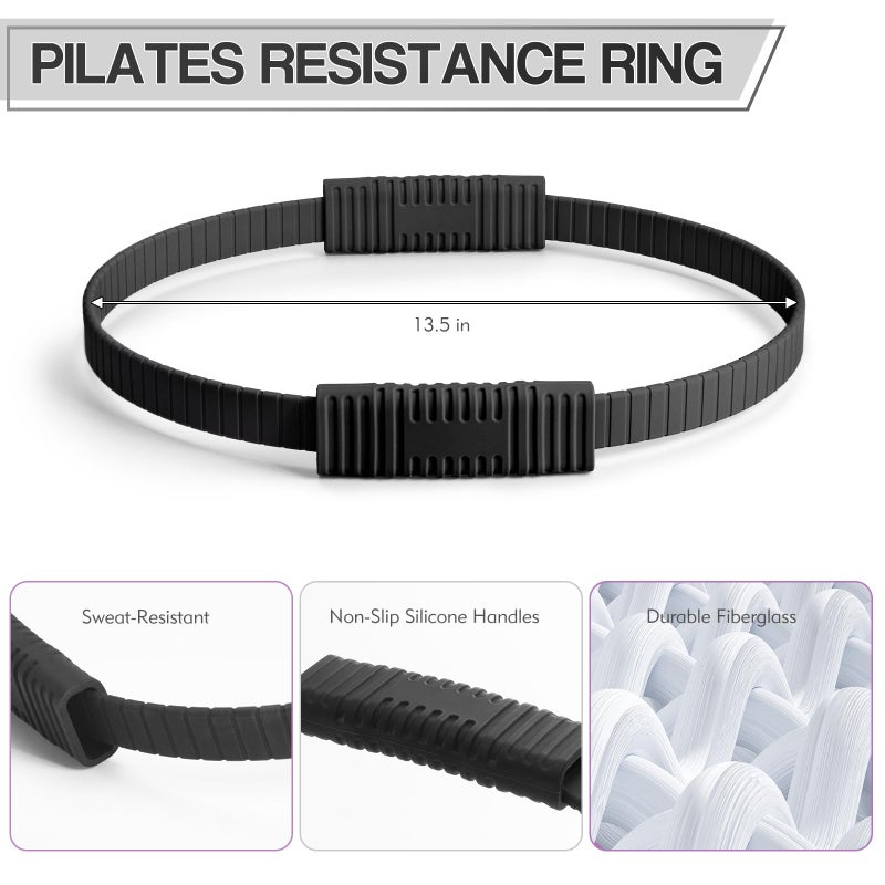 LTHTRADE Pilates Ring Circle, 13.5 Inch Magic Circle Ring for Women, Flexible Resistance Exercise Equipment for Toning Thighs, Legs, Arms & Core (Black) - Image 5