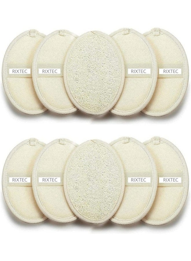 ريكستك مجموعة مكونة من 10 ليفة طبيعية للجسم للاستحمام ليفة عضوية مع إسفنجة استحمام للنساء والرجال والأطفال - Image 1