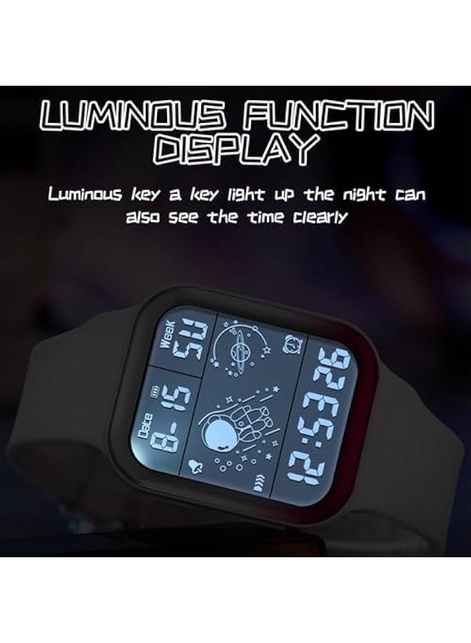 Digital Watch Rectangular Watches for Women Men White Unisex Square LED Electronic 5ATM Waterproof Wristwatch Sports Silicone Strap - Image 4