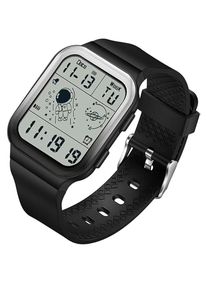 Digital Watch Rectangular Watches for Women Men White Unisex Square LED Electronic 5ATM Waterproof Wristwatch Sports Silicone Strap - Image 1