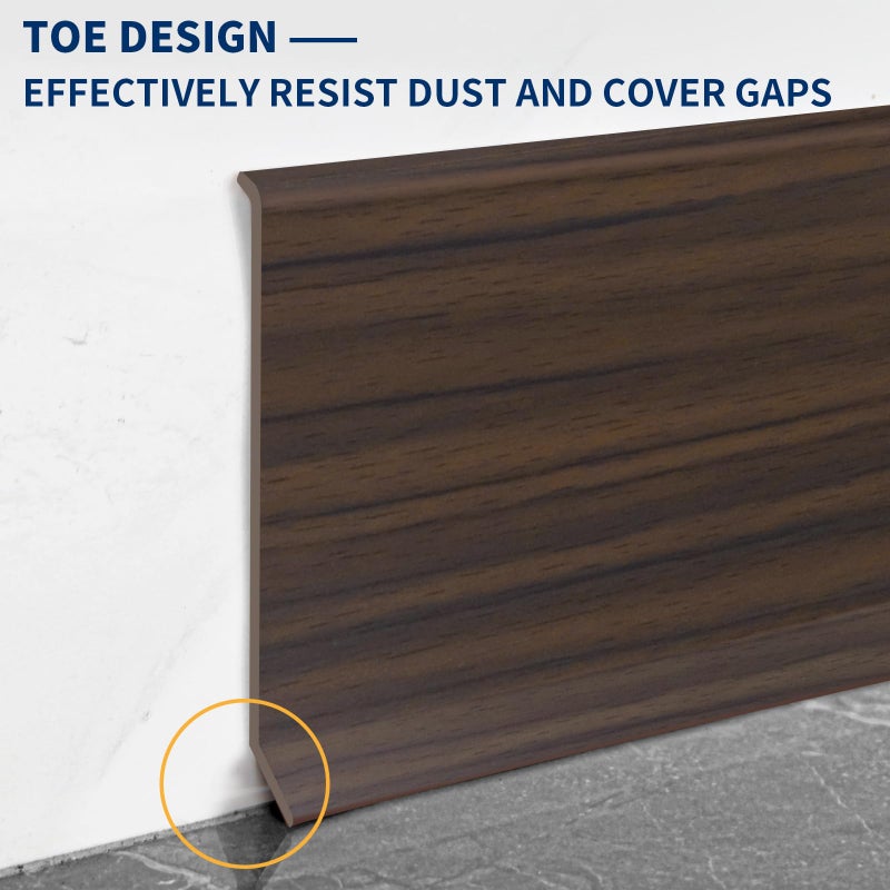 Heonay Flexible Baseboard Molding Trim 4 Inch Self-Adhesive Vinyl Wall Base Peel and Stick Cove Base Rubber Wall Baseboard Moulding Trim (20Ft, Brown Oak) - Image 4