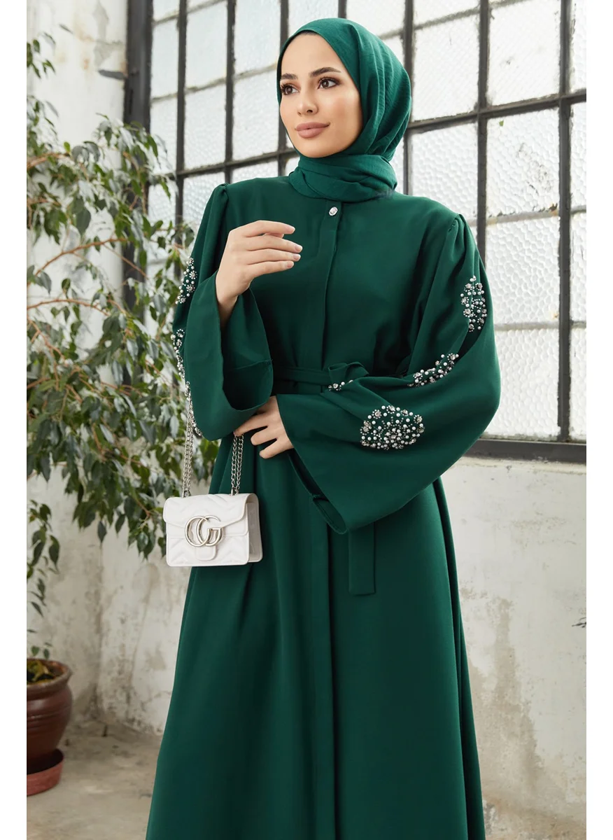 فافينور Liva Abaya with Stoned Sleeves - Emerald