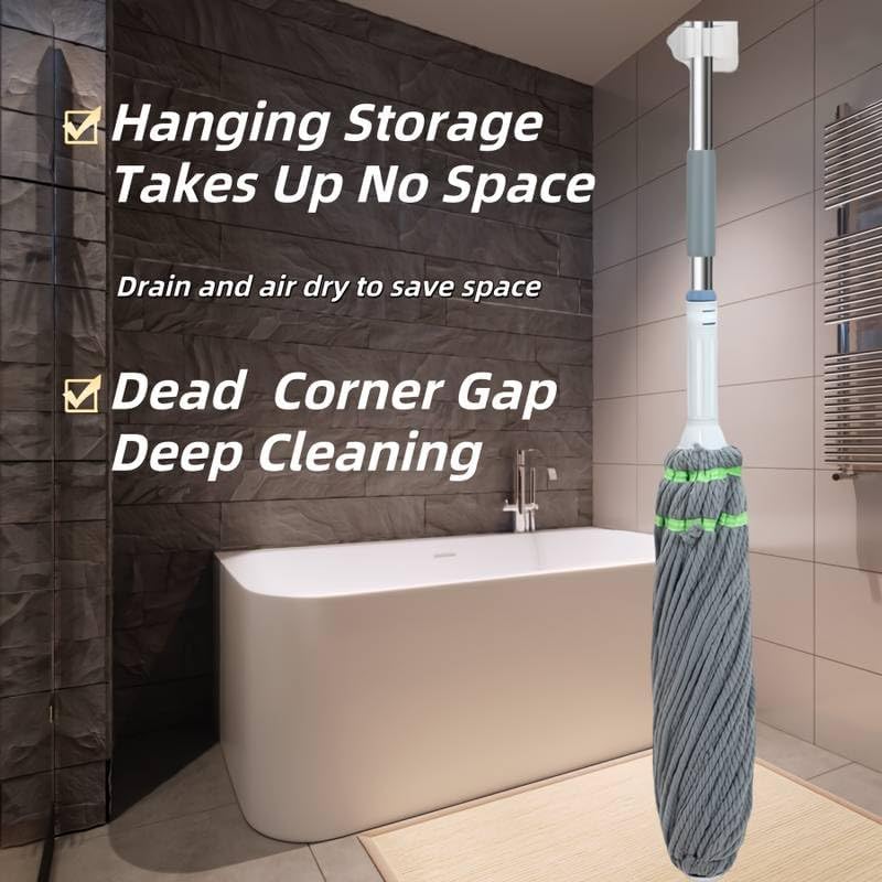 Wazdorf Microfiber Twist Mop for Floor Cleaning, Squeeze Twist Mop Stick, Durable Dust Easy to Use Floor Cleaner with 360° Rotation, Effective for Hardwood, Tile, Laminate Floors - Image 2
