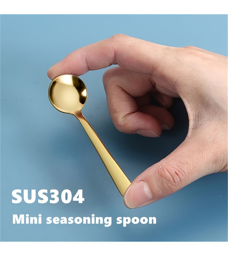 12pcs Stainless Steel SUS304 Mini Scoop Set Golden Short Handle Coffee Spoon For Kitchen - Image 1