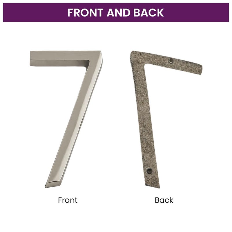 DecorTwist DecorTwist House Number for Outdoor Silver Home Hotel Door Numbers for Gate Outside Hostel Lodge Apartment College Library Rack Number 4 Inch Height Number 7  - Image 4