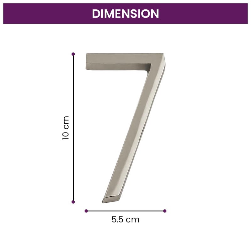 DecorTwist DecorTwist House Number for Outdoor Silver Home Hotel Door Numbers for Gate Outside Hostel Lodge Apartment College Library Rack Number 4 Inch Height Number 7  - Image 3