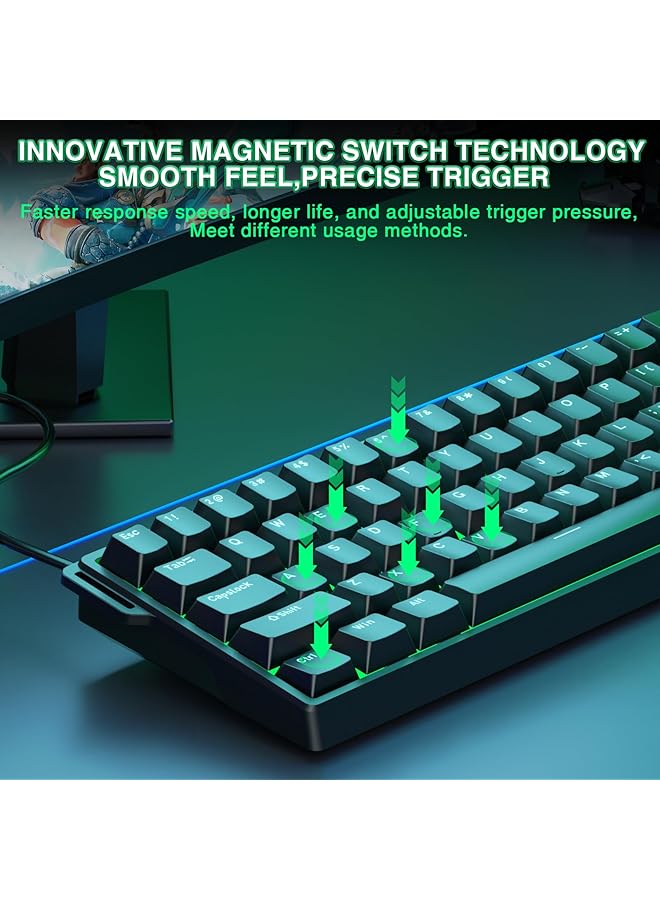 AULA Win60 He Mechanical Gaming Keyboard With Cable Hall Effect Magnetic Switches Rapid Trigger Adjustable Actuation 60% Rgb Keyboard For Pc/Mac (Black) - Image 4