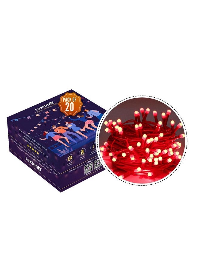 Lexton 40 LED Power Pixel Serial String/Fairy Light | Plug Sourced | Suitable for Home & Outdoor Decoration, Diwali, Christmas, Ramadan, Wedding, Party, Festival (Pack of 20, Red) - Image 2