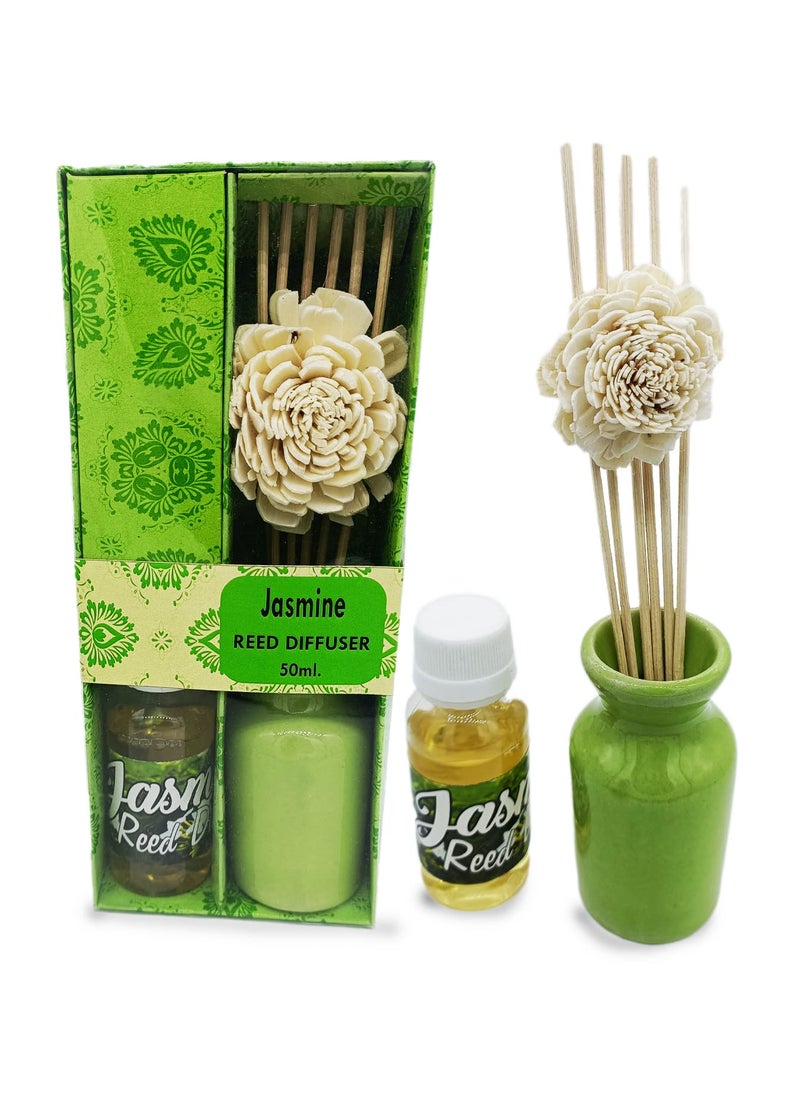 Oberlo Oberlo Cermic Jasmine Reed Diffuser Pot Refill Pack Gift for MenWomen  - Image 1