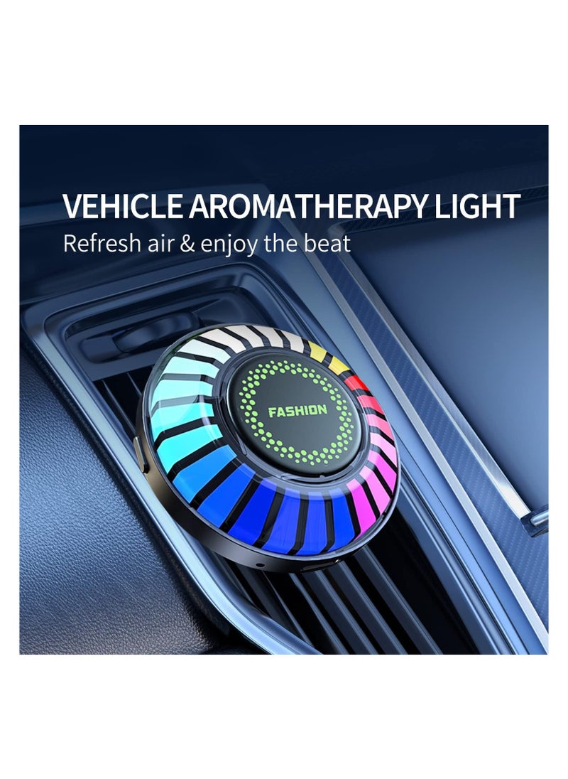 KASTWAVE - Car Rhythm Atomosphere Light, Car Diffuser Fragrance Lamp with Vent Clip and 5ml Essential Oil Tablet, 24 LED Lights 100 Modes APP Remote Control Multicolor RGB Change - Image 1