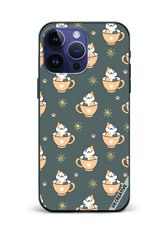 VR CREATIVE Protective Case Cover For Apple iPhone 16 Pro Cat In A Cup Design Multicolour - Image 1