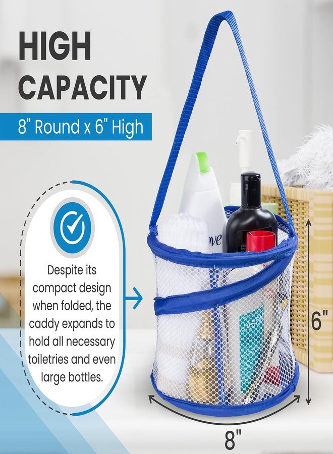 Handy Laundry Foldable Shower Caddy - Collapsible, Portable, Drainage Hole, Carry Handle, Large Compartments. Great Organizer for Camp, Travel, Gym, and Dorm (Blue) - Image 3