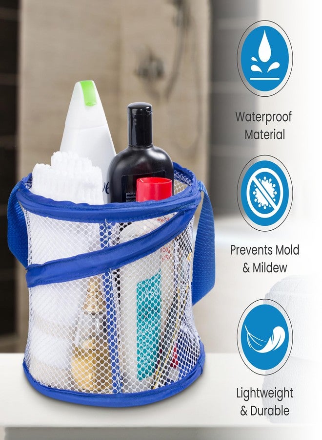 Handy Laundry Foldable Shower Caddy - Collapsible, Portable, Drainage Hole, Carry Handle, Large Compartments. Great Organizer for Camp, Travel, Gym, and Dorm (Blue) - Image 4