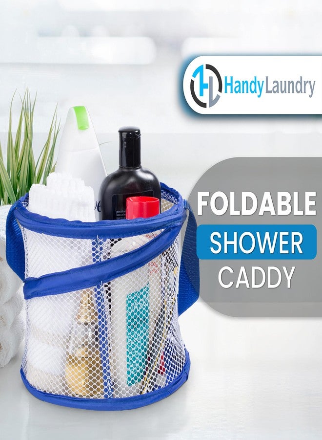 Handy Laundry Foldable Shower Caddy - Collapsible, Portable, Drainage Hole, Carry Handle, Large Compartments. Great Organizer for Camp, Travel, Gym, and Dorm (Blue) - Image 2