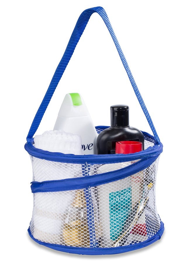 Handy Laundry Foldable Shower Caddy - Collapsible, Portable, Drainage Hole, Carry Handle, Large Compartments. Great Organizer for Camp, Travel, Gym, and Dorm (Blue) - Image 1