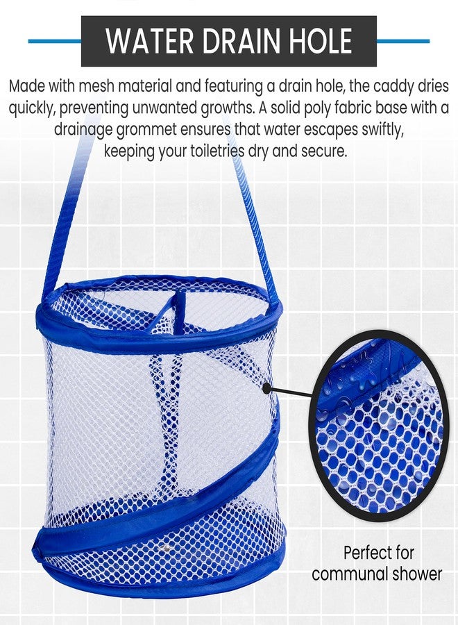 Handy Laundry Foldable Shower Caddy - Collapsible, Portable, Drainage Hole, Carry Handle, Large Compartments. Great Organizer for Camp, Travel, Gym, and Dorm (Blue) - Image 5