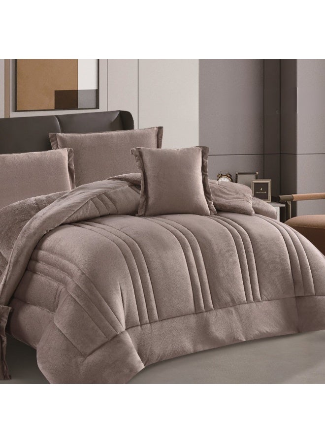 SMART HOME Double-sided winter bedspread (velvet side and fur side) - Filled bedspread - Luxury 6-piece duvet set for full double, including a filled bedspread 250x230 cm + a mattress protector 200x200+30 cm + 2 pillowcases 50x75+5 cm + 2 square pillowcases 45x45+5 cm - Elegant hotel bedspreads, soft and warm for the room - Image 2