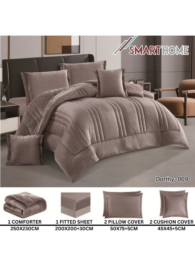 SMART HOME Double-sided winter bedspread (velvet side and fur side) - Filled bedspread - Luxury 6-piece duvet set for full double, including a filled bedspread 250x230 cm + a mattress protector 200x200+30 cm + 2 pillowcases 50x75+5 cm + 2 square pillowcases 45x45+5 cm - Elegant hotel bedspreads, soft and warm for the room - Image 3