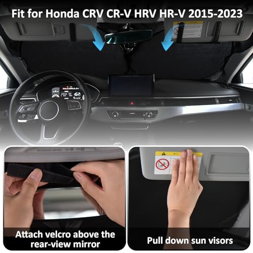 INSAUTO Sunshade for Honda CRV 2017-2022 Sun Shade Fit HR-V CR-V LX EX EX-L, Sport Hybrid, Sport Touring Hybrid SUV Accessories Front Window Shield Sun Visor Protector Foldable Windshield Cover Block UV Rays - Image 3
